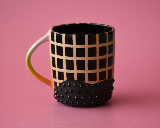 16oz Black Grid mug 2