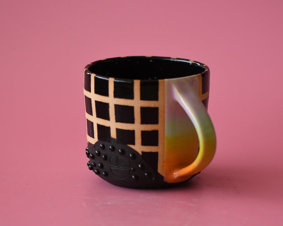 9oz Black Grid mug 4