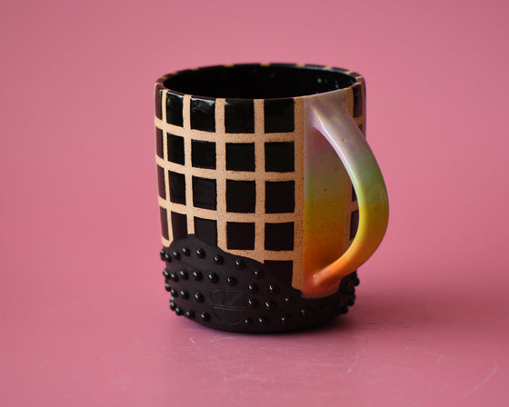 16oz Black Grid mug 2