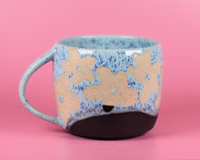  14oz Blue speckled Flower mug